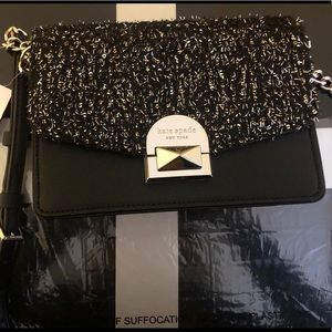 Kate Spade black silver tinsel  crossbody purse